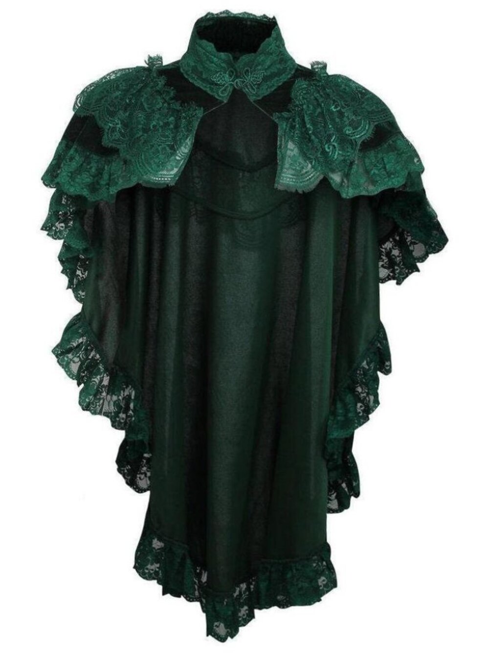 Dark Green Velvet & Lace Victorian Gothic Capelet